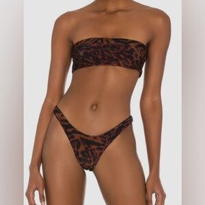 Koral Brown Leopard Print Bandeau Bikini like Frankie’s bikinis bananhot